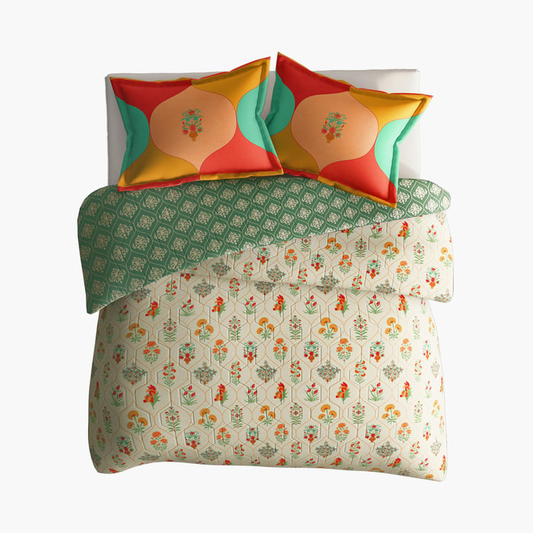 PORTICO Gulmarg Floral Printed Cotton 3Pcs King Bedsheet Set