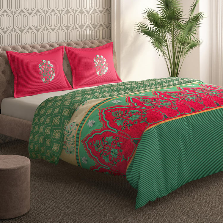 PORTICO Gulmarg Floral Printed Cotton 3Pcs King Bedsheet Set