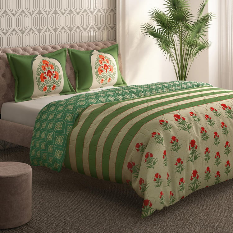 PORTICO Gulmarg Floral Printed Cotton 3Pcs King Bedsheet Set