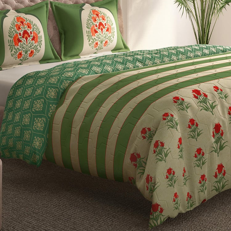 PORTICO Gulmarg Floral Printed Cotton 3Pcs King Bedsheet Set