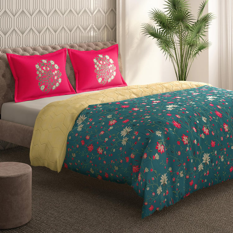 PORTICO Gulmarg Floral Printed Cotton 3Pcs King Bedsheet Set