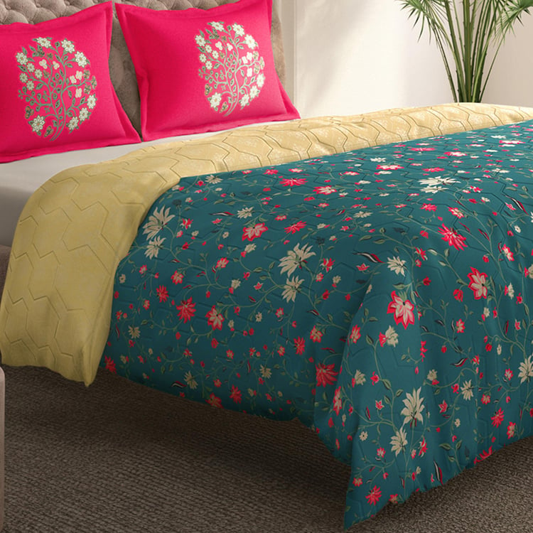 PORTICO Gulmarg Floral Printed Cotton 3Pcs King Bedsheet Set