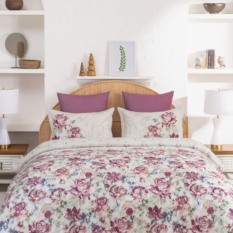 Buy D'DECOR Cherish Pink Printed Cotton Bed In A Bag Set 4Pcs