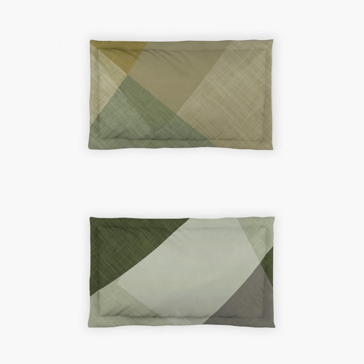 D'DECOR Cherish Green Printed Cotton King Size Bed-In-A-Bag-Set - 4 Pcs