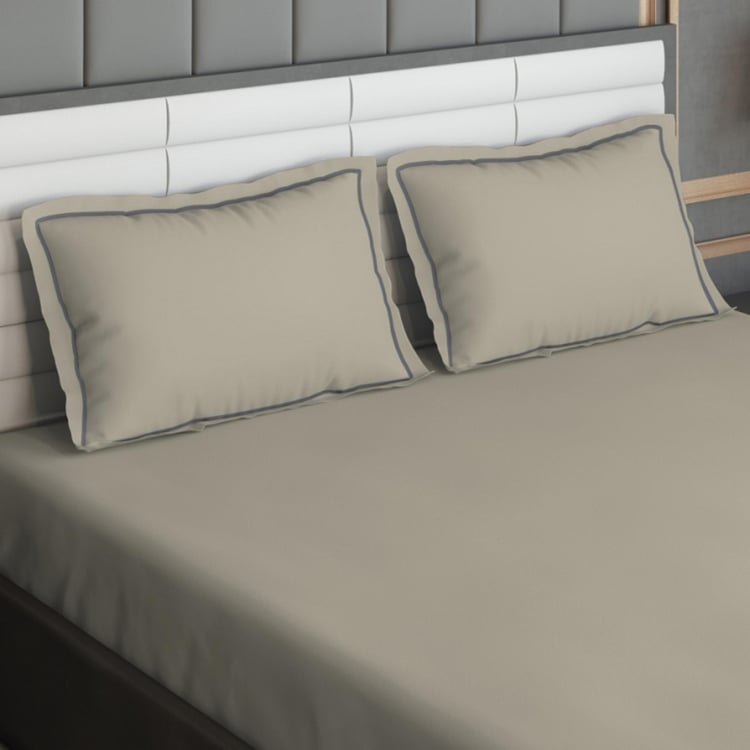 D'DECOR Duet Grey Solid Cotton Super King Bedsheet Set - 274x274cm - 3Pcs