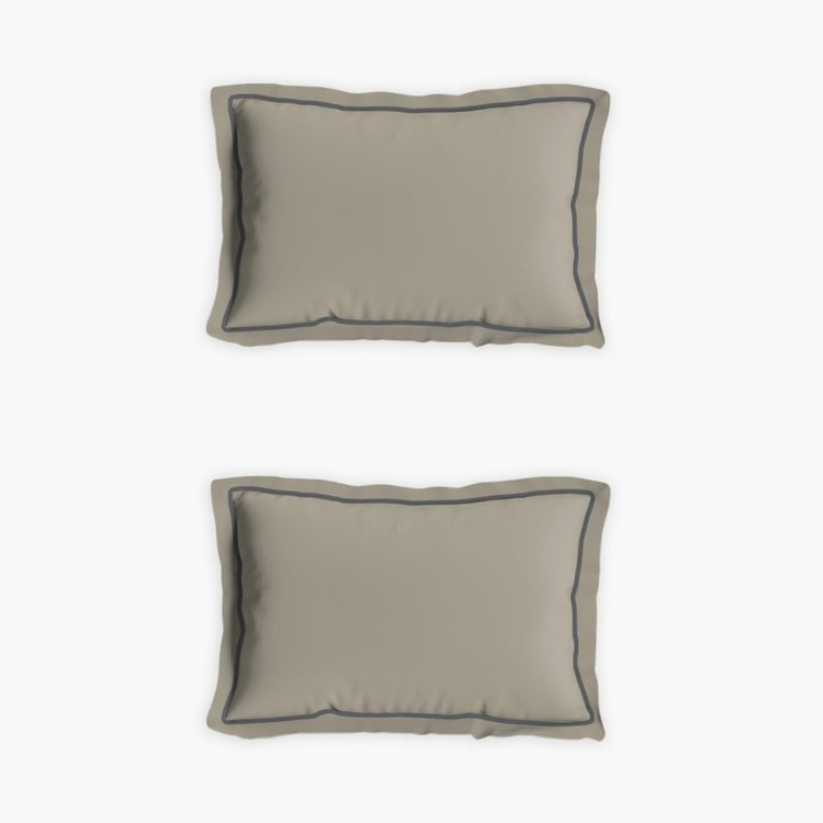 D'DECOR Duet Grey Solid Cotton Super King Bedsheet Set - 274x274cm - 3Pcs