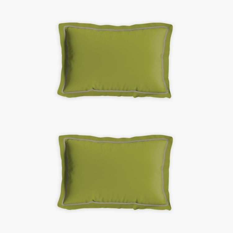 D'DECOR Duet Green Solid Cotton Super King Bedsheet Set - 274x274cm - 3Pcs