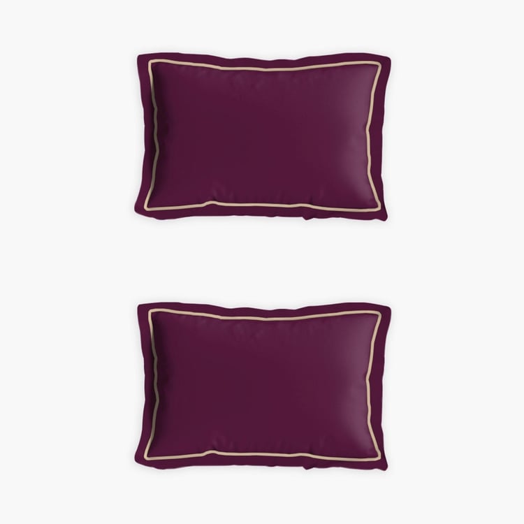 D'DECOR Duet Wine Purple Solid Cotton Super King Bedsheet Set - 274x274cm - 3Pcs