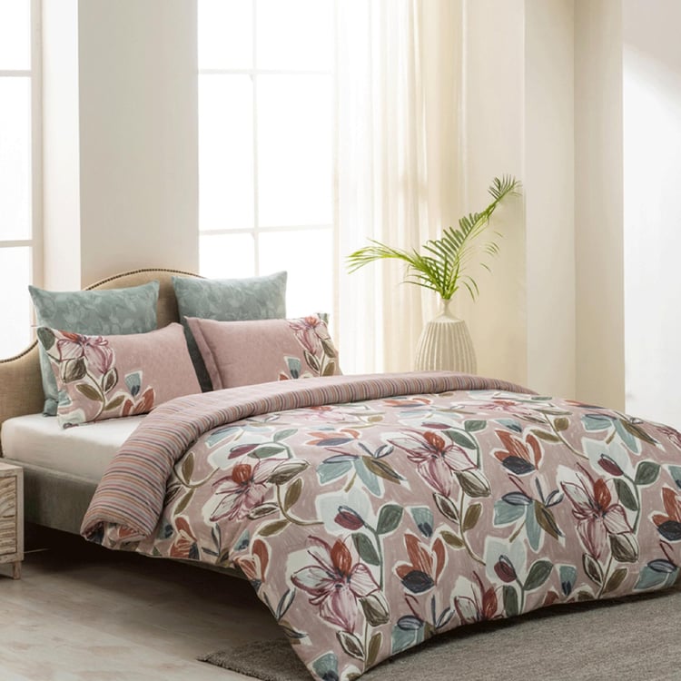 D'DECOR Esteem Collection Rose Printed Cotton Double Bedsheet - 274 x 274 cm