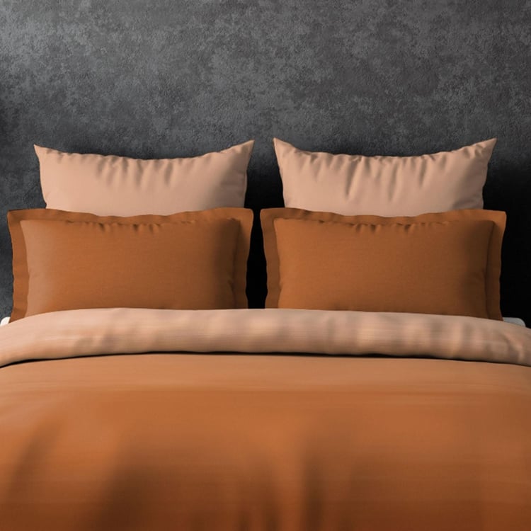 D'DECOR Esteem Ombre Collection Rust Printed Cotton King Bedsheet Set - 274 x 274 cm - 3 Pcs