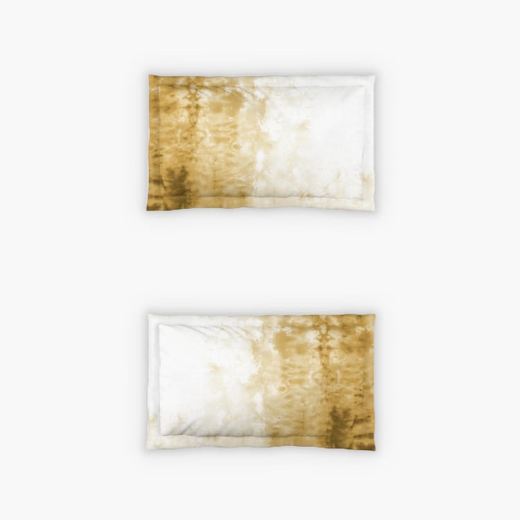 D'DECOR Esteem Ombre Ochre Printed Cotton Double Bedsheet - 274 x 274 cm
