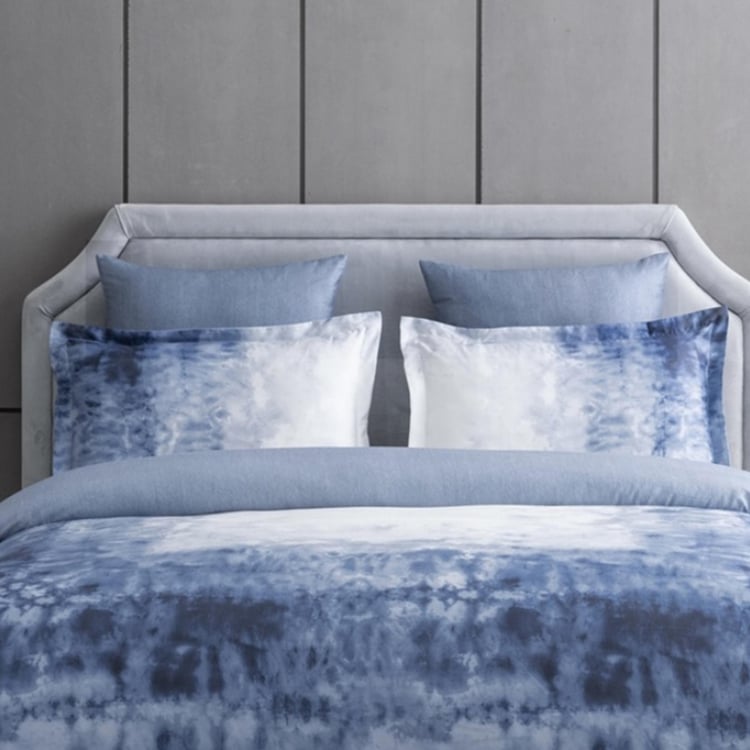 D'DECOR Esteem Ombre Blue Printed Cotton Double Bedsheet - 274 x 274 cm - 3 Pcs