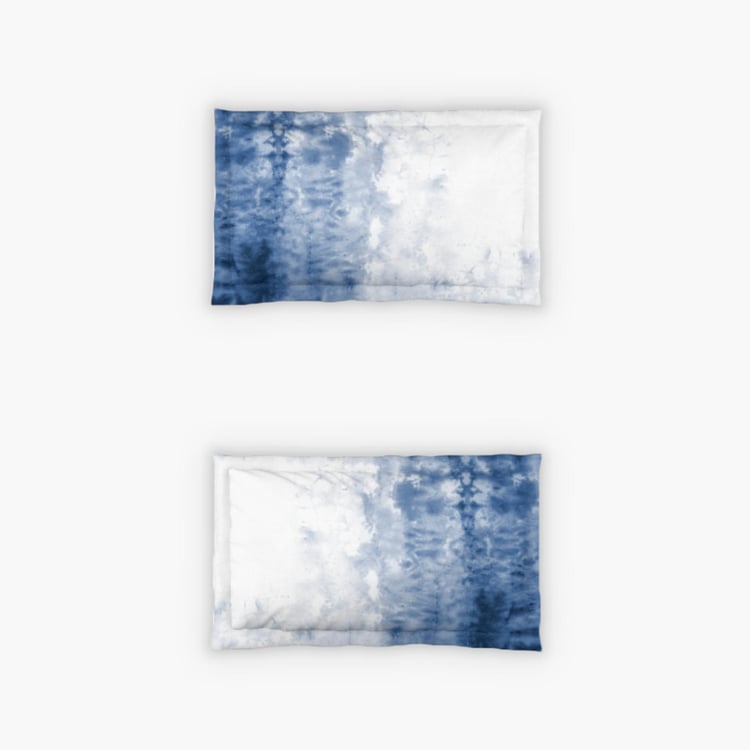 D'DECOR Esteem Ombre Blue Printed Cotton Double Bedsheet - 274 x 274 cm - 3 Pcs