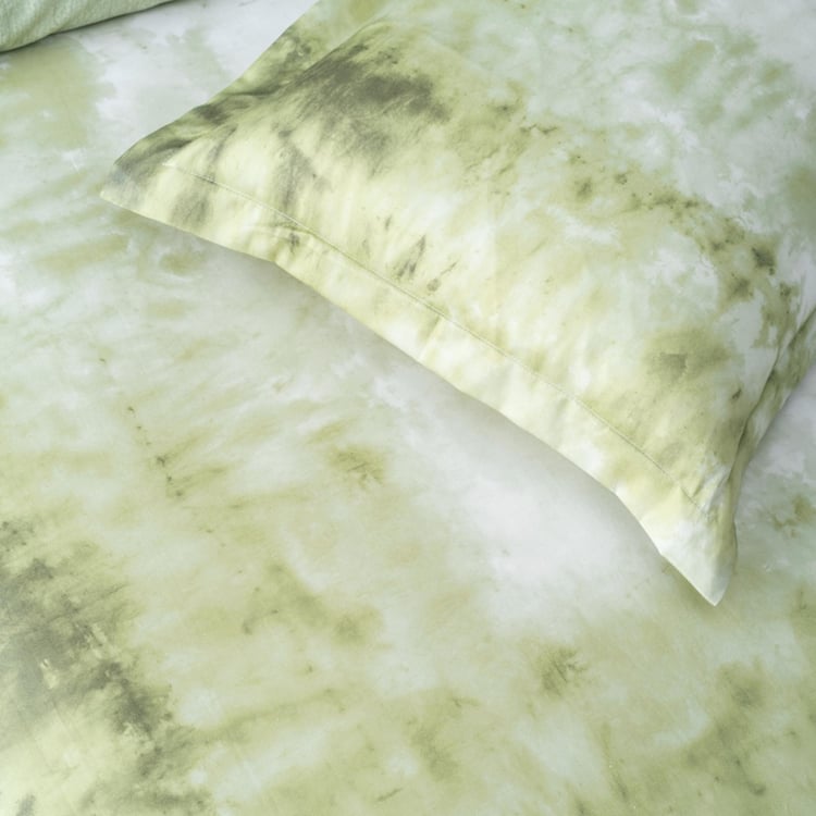 D'DECOR Esteem Ombre Olive Printed Cotton Double Bedsheet - 274x274cm
