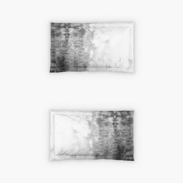 D'DECOR Esteem Ombre Grey Printed Cotton Double Bedsheet Set - 274x274cm – 3 Pcs