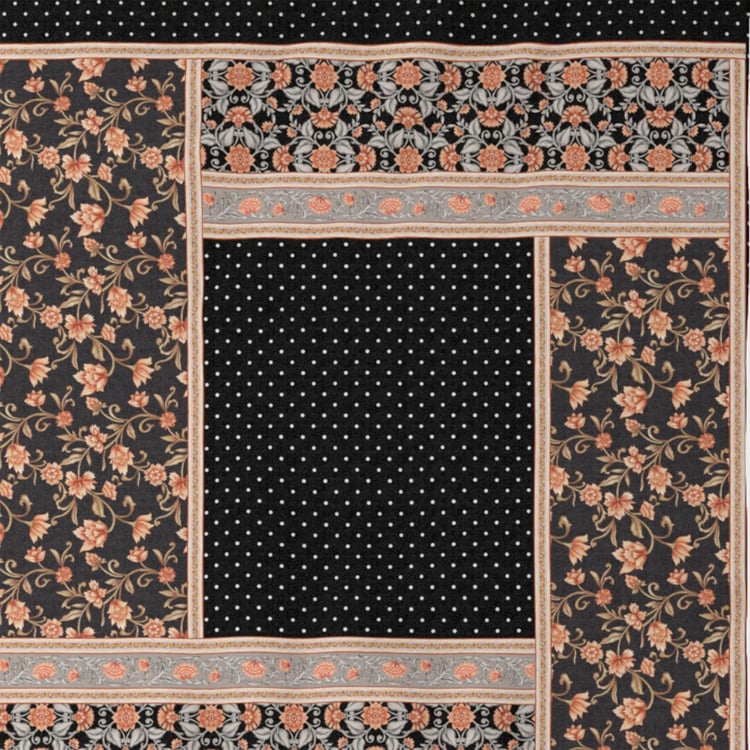 D'DECOR Gulbhag Black Printed Cotton King Size Bedsheet Set - 274 x 274 cm - 3Pcs