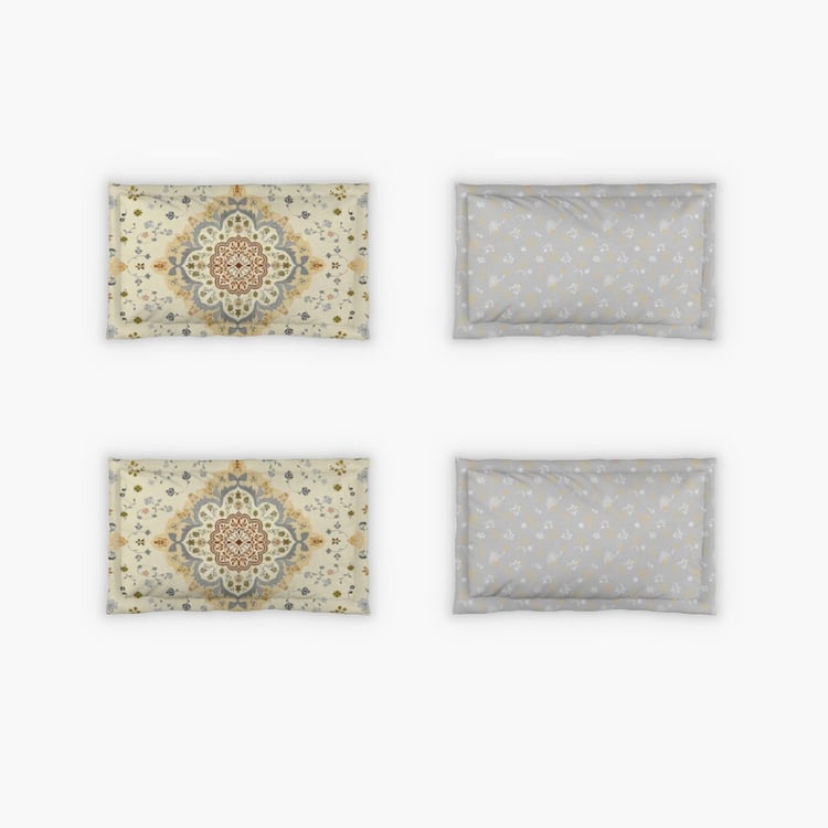 D'DECOR Icons Beige Printed Cotton King Bedsheet Set - 274 x 274 cm - 5 Pcs