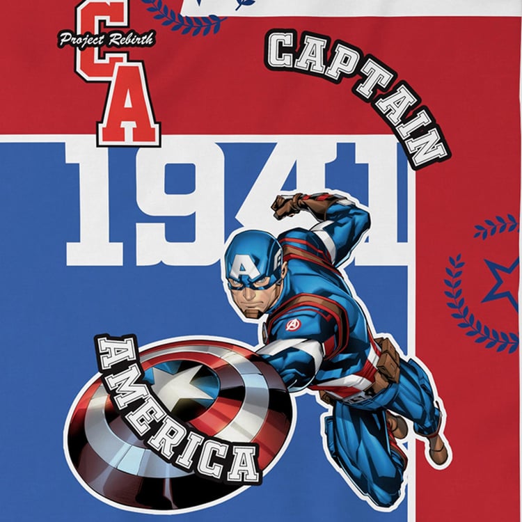 D'DECOR Kids Economy Blue Cotton Captain America Printed Single Bedsheet Set - 152x224cm - 2Pcs