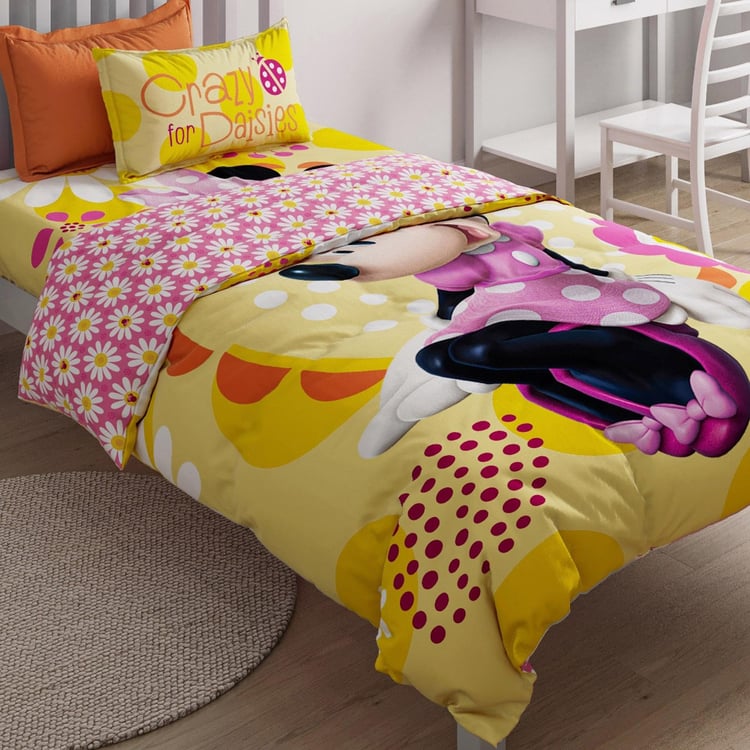 D'DECOR Kids Economy Yellow Cotton Mickey Printed Single Bedsheet Set - 152x224cm - 2Pcs