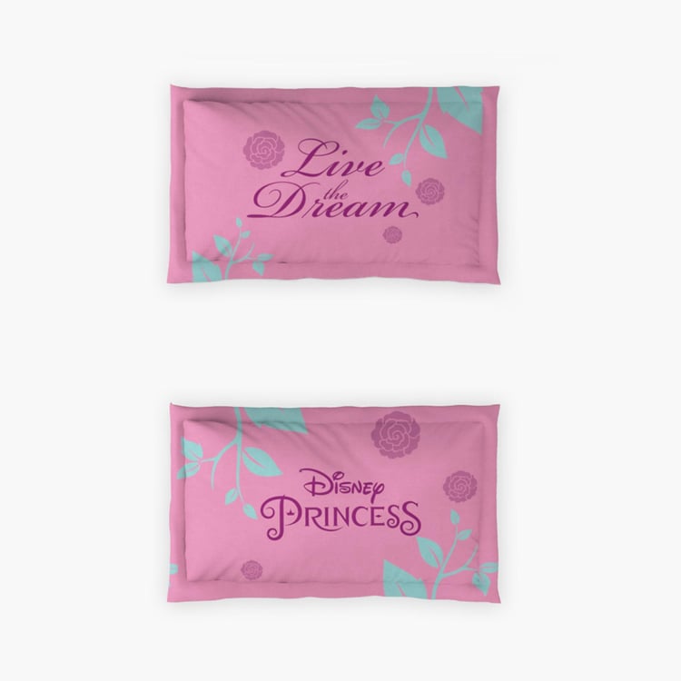 D'DECOR Kids Economy Pink Disney Princess Printed Cotton King Bedsheet Set - 254x274cm - 3Pcs