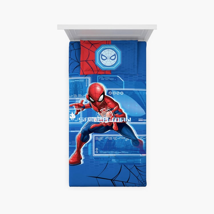 D'DECOR Kids Economy Blue Spiderman Printed Cotton Single Bedsheet Set - 152x224cm - 2Pcs