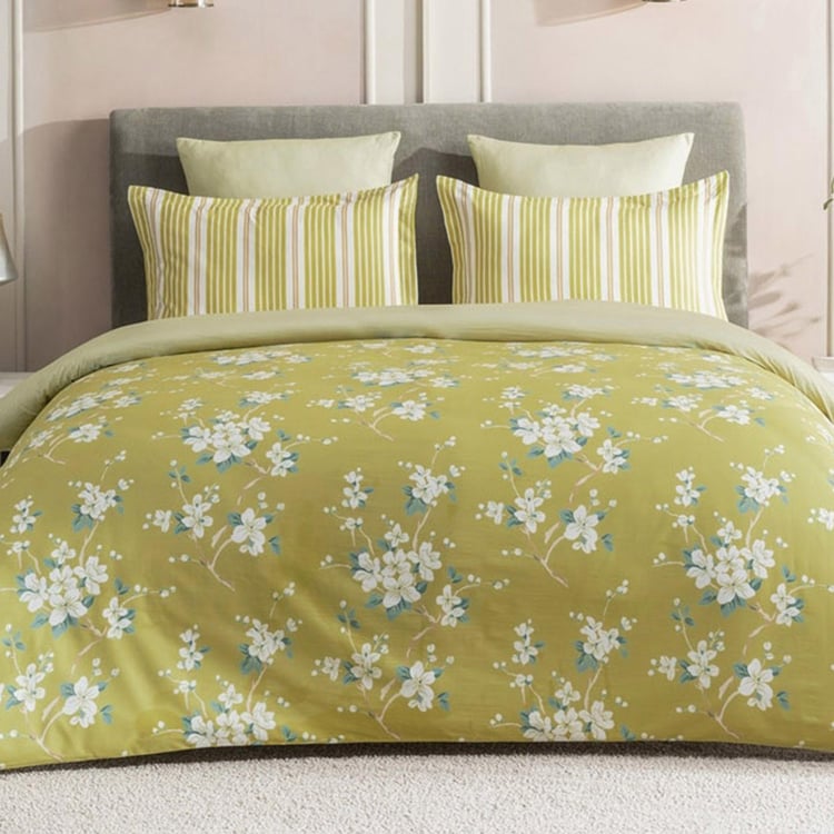 D'DECOR Optima Green Printed Cotton Single Bedsheet Set - 152x224cm - 2Pcs