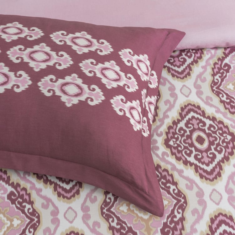 D'DECOR Optima (Lfs) Pink Printed Cotton Queen Bedsheet Set - 224x274cm - 3Pcs