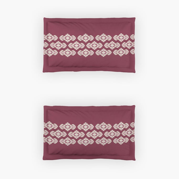 D'DECOR Optima (Lfs) Pink Printed Cotton Queen Bedsheet Set - 224x274cm - 3Pcs