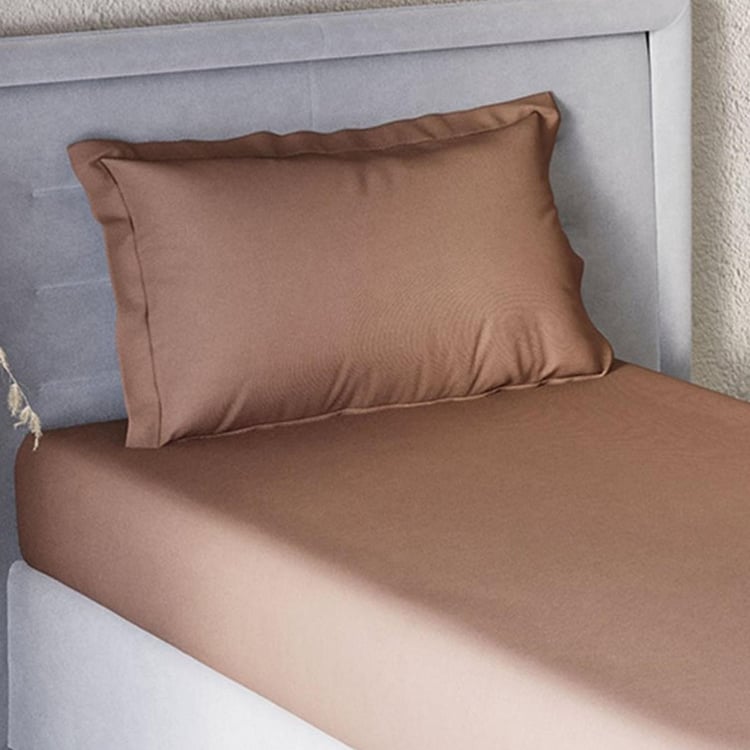 D'DECOR Spectrum Brown Solid Cotton Single Bedsheet Set - 152x224cm - 2Pcs