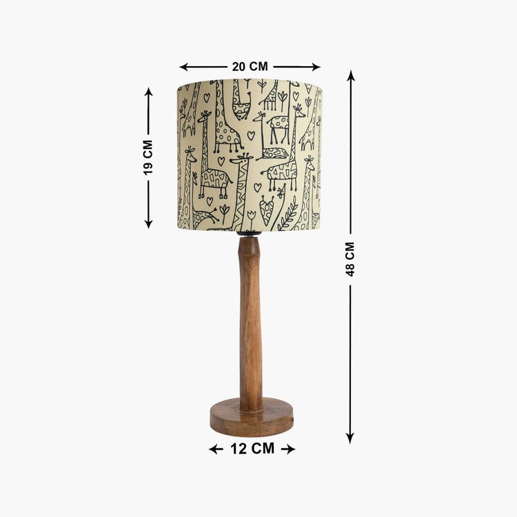 HOMESAKE Contemporary Beige Printed Wood Table Lamp