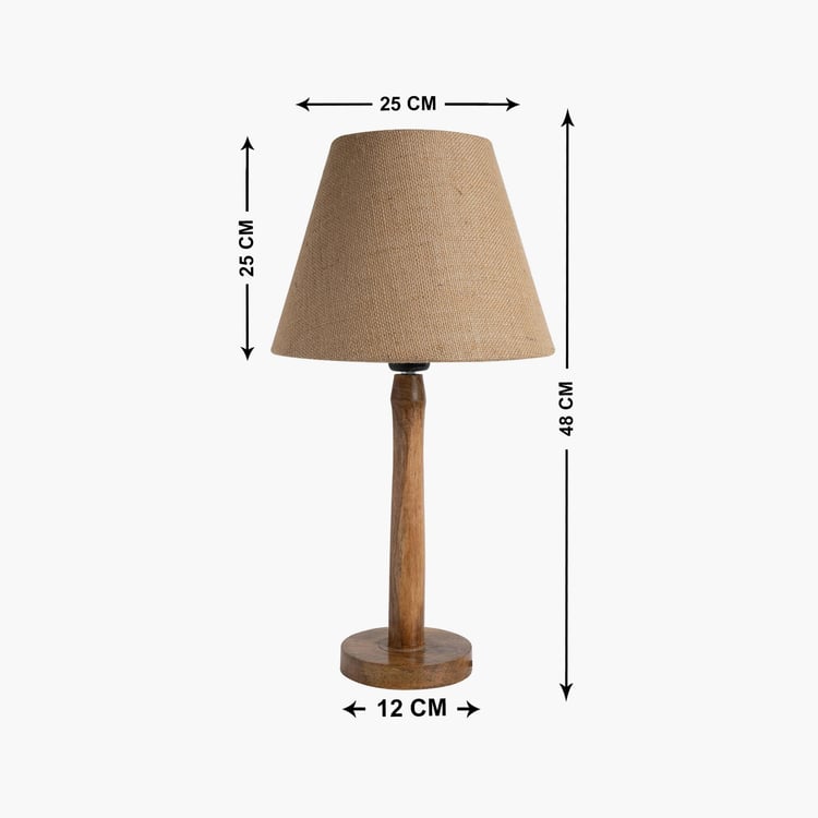 HOMESAKE Contemporary Decor Brown Wood Table Lamp With Shade