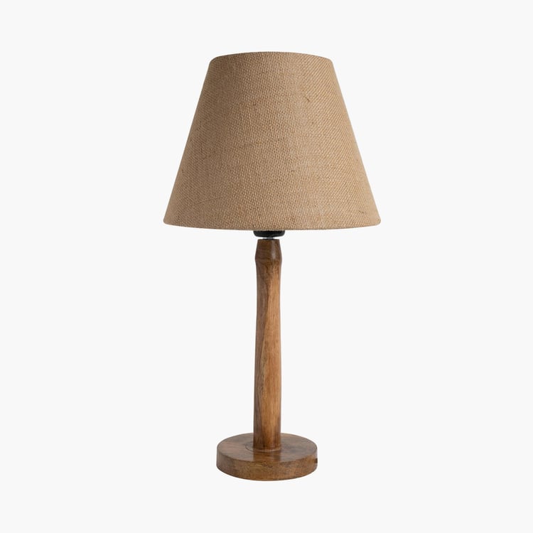 HOMESAKE Contemporary Decor Brown Wood Table Lamp With Shade