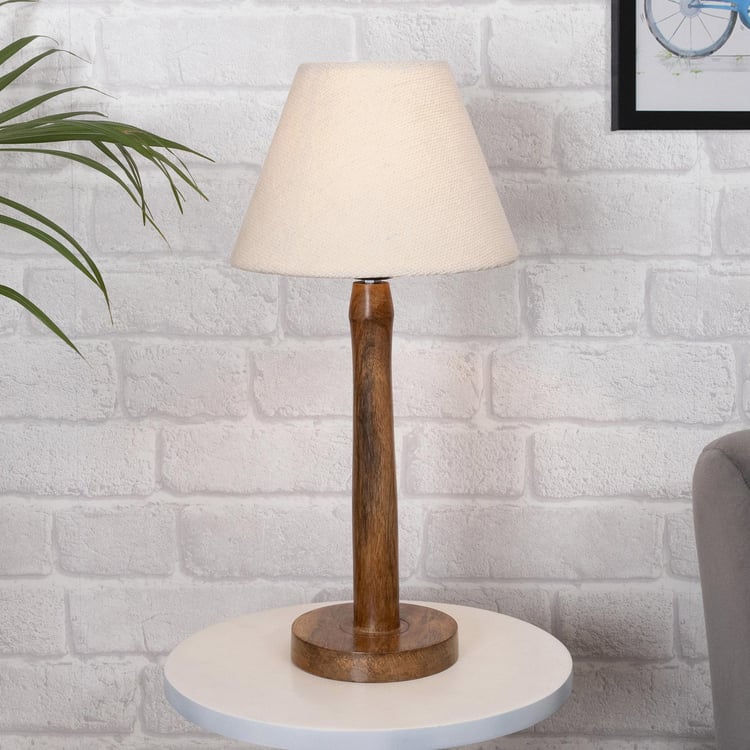 HOMESAKE Contemporary Decor White Solid Wood Table Lamp With Shade