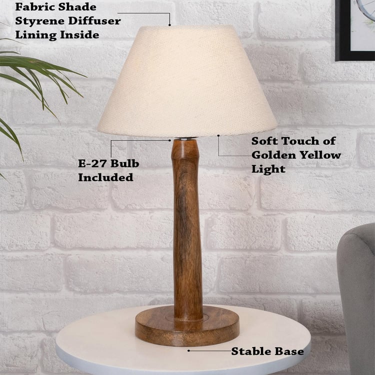 HOMESAKE Contemporary Decor White Solid Wood Table Lamp With Shade