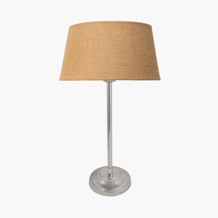 HOMESAKE Brown Steel Contemporary Electric Table Lamp With Jute Shade
