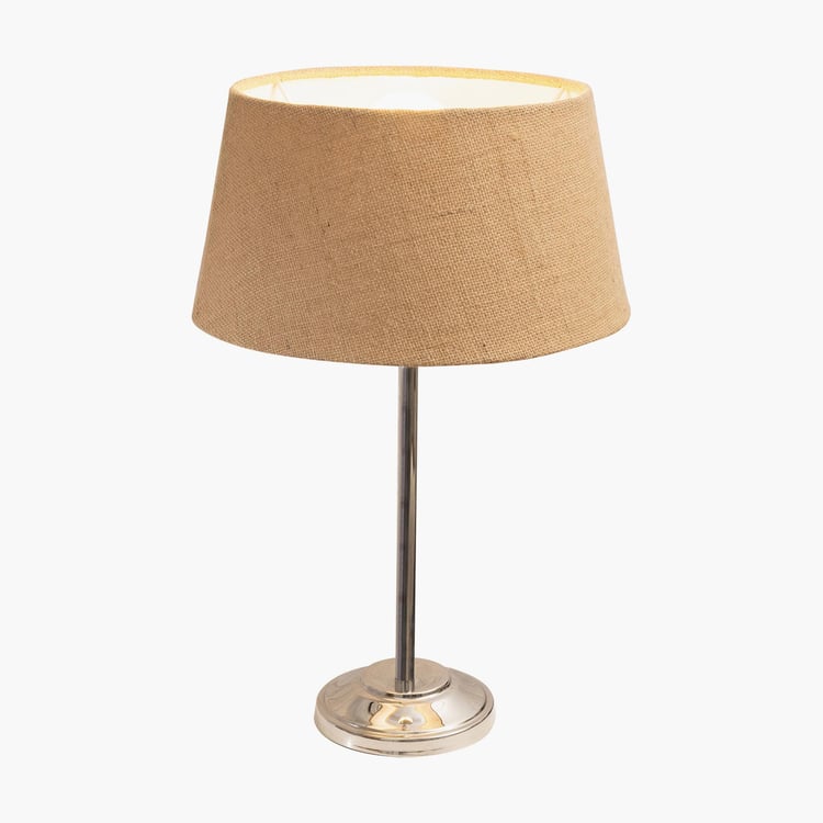 HOMESAKE Brown Steel Contemporary Electric Table Lamp With Jute Shade