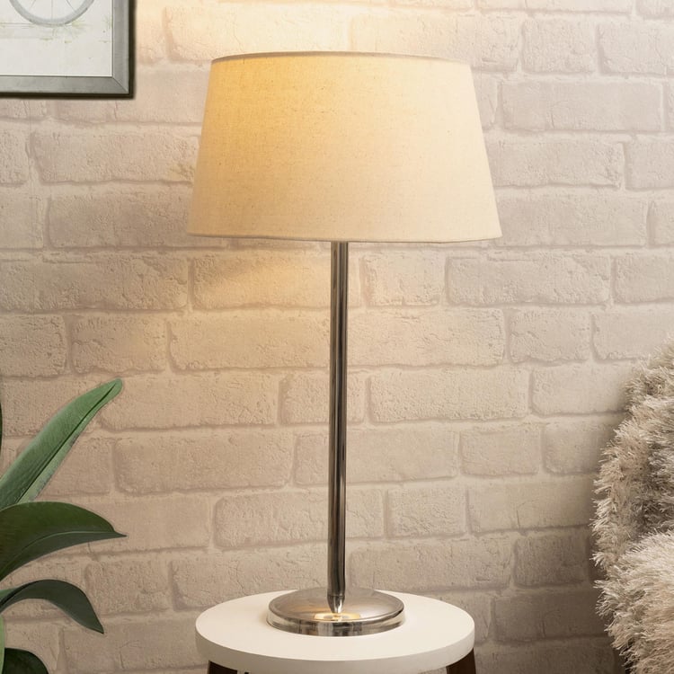 HOMESAKE Brown Steel Contemporary Electric Table Lamp With Jude Shade