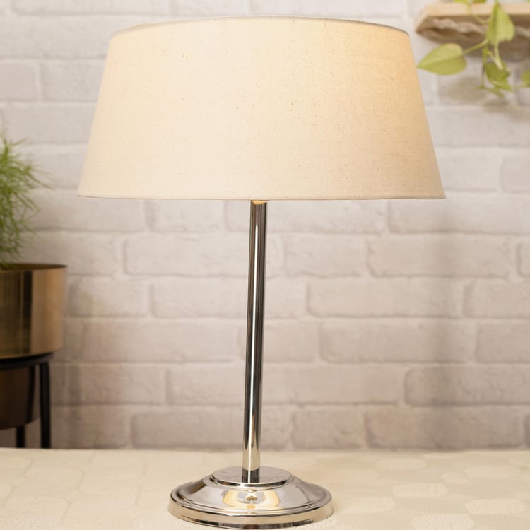 HOMESAKE Brown Steel Contemporary Electric Table Lamp With Jude Shade