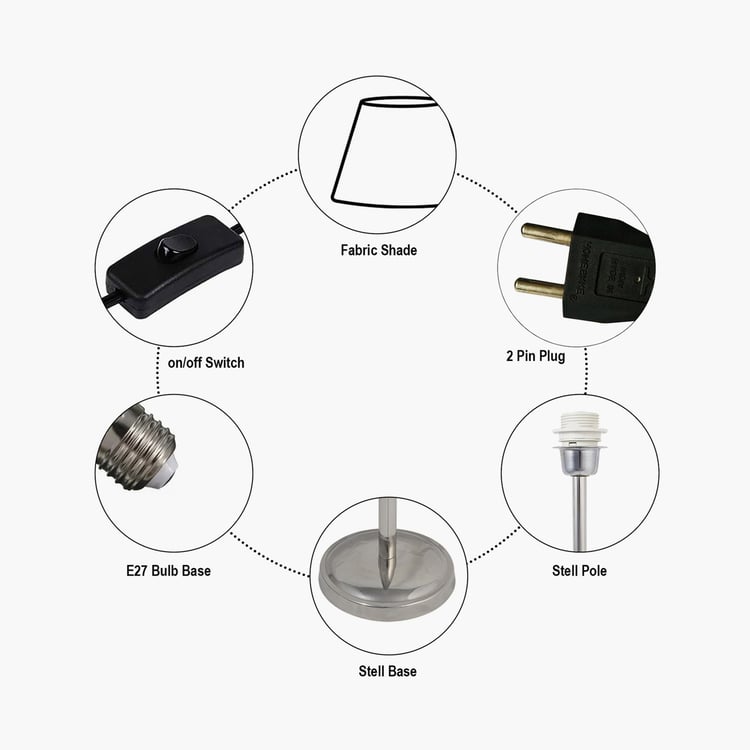 HOMESAKE Brown Steel Contemporary Electric Table Lamp With Jude Shade