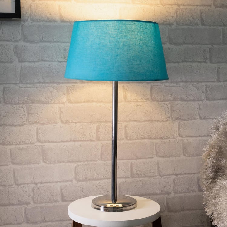 HOMESAKE Blue Metal Contemporary Electric Metal Table Lamp With Shade