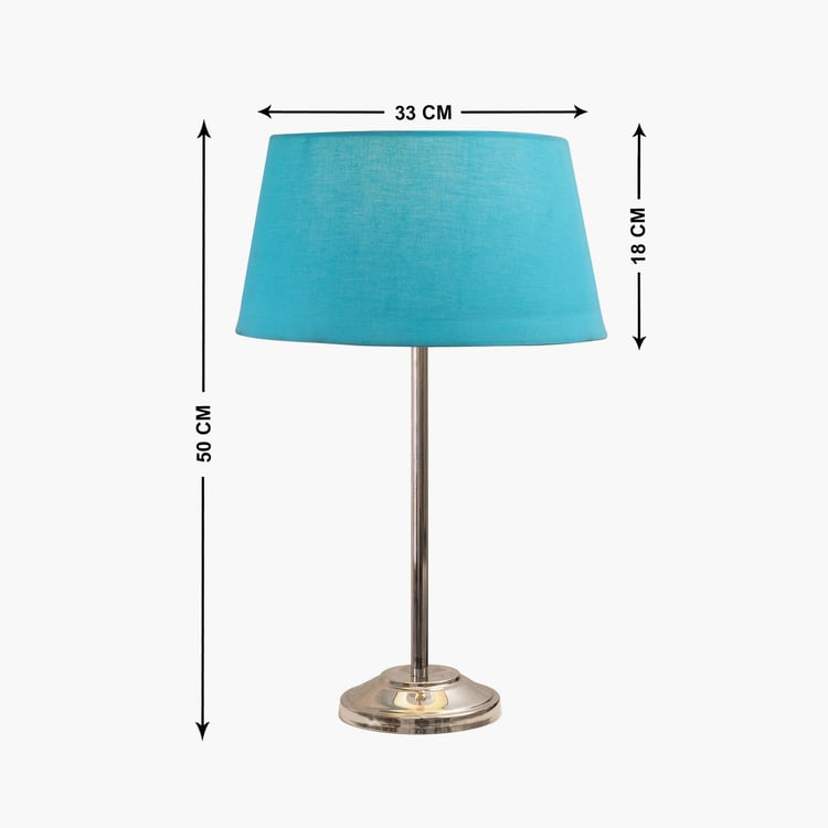 HOMESAKE Blue Metal Contemporary Electric Metal Table Lamp With Shade