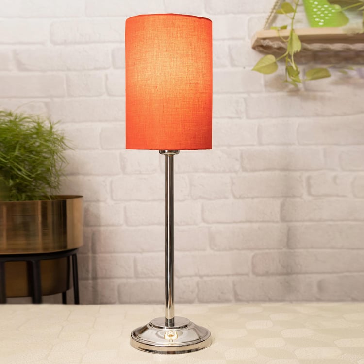 HOMESAKE Red Steel Table Lamp With Linen Shade