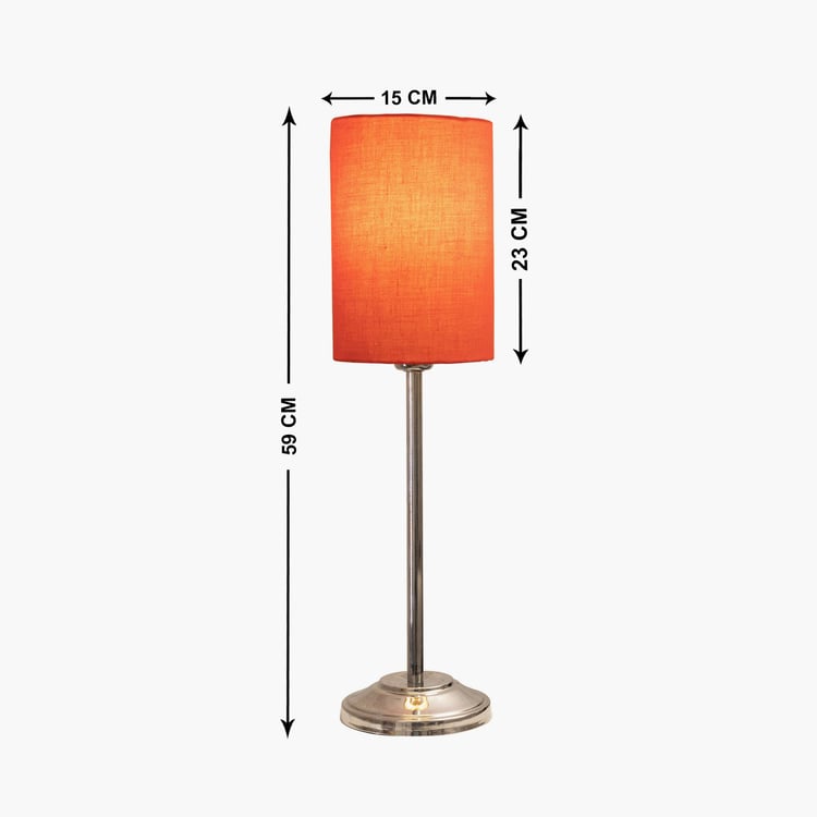 HOMESAKE Red Steel Table Lamp With Linen Shade