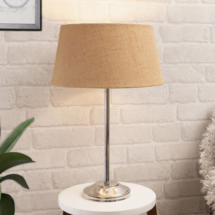 HOMESAKE Brown Steel Table Lamp With Linen Shade