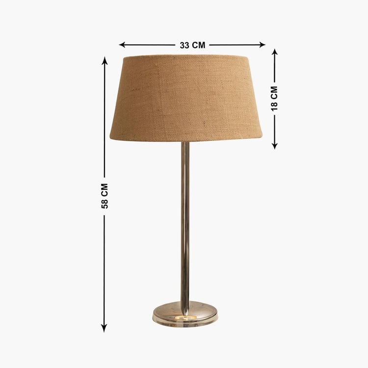 HOMESAKE Brown Steel Table Lamp With Linen Shade