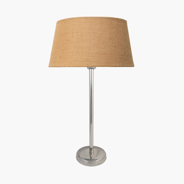 HOMESAKE Brown Steel Table Lamp With Linen Shade