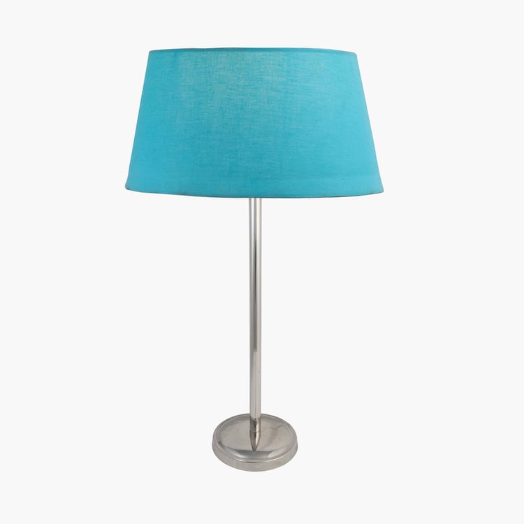 HOMESAKE Blue Steel Table Lamp With Linen Shade