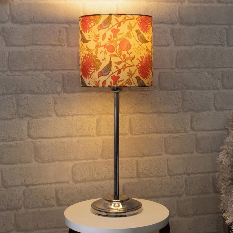 HOMESAKE Contemporary Red Printed Steel Table Lamp