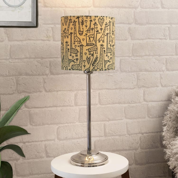 HOMESAKE Contemporary Decor White Printed Steel Table Lamp With Shade