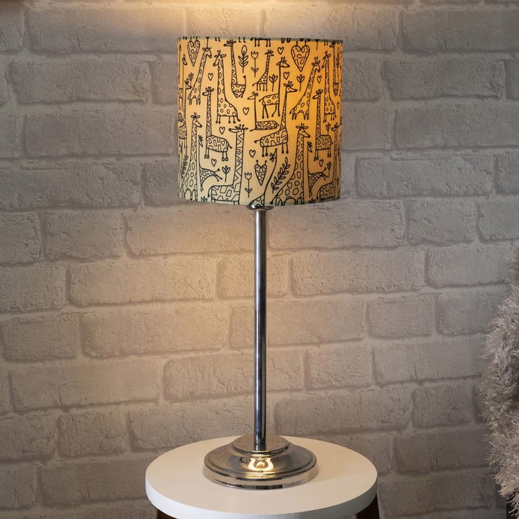 HOMESAKE Contemporary Decor White Printed Steel Table Lamp With Shade